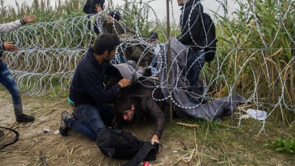 Refugiați care încearcă să treacă din Serbia în Ungaria/Sursa foto: Agerpres