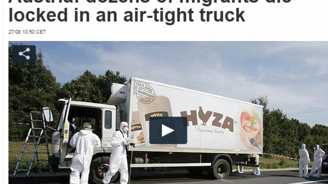 Camionul descoperit în Austria/ foto: captură Euronews