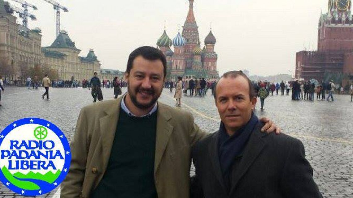 Matteo Salvini și Gianluca Savoini, la Moscova. Sursa foto: Facebook/Asociația culturală Lombardia-Rusia