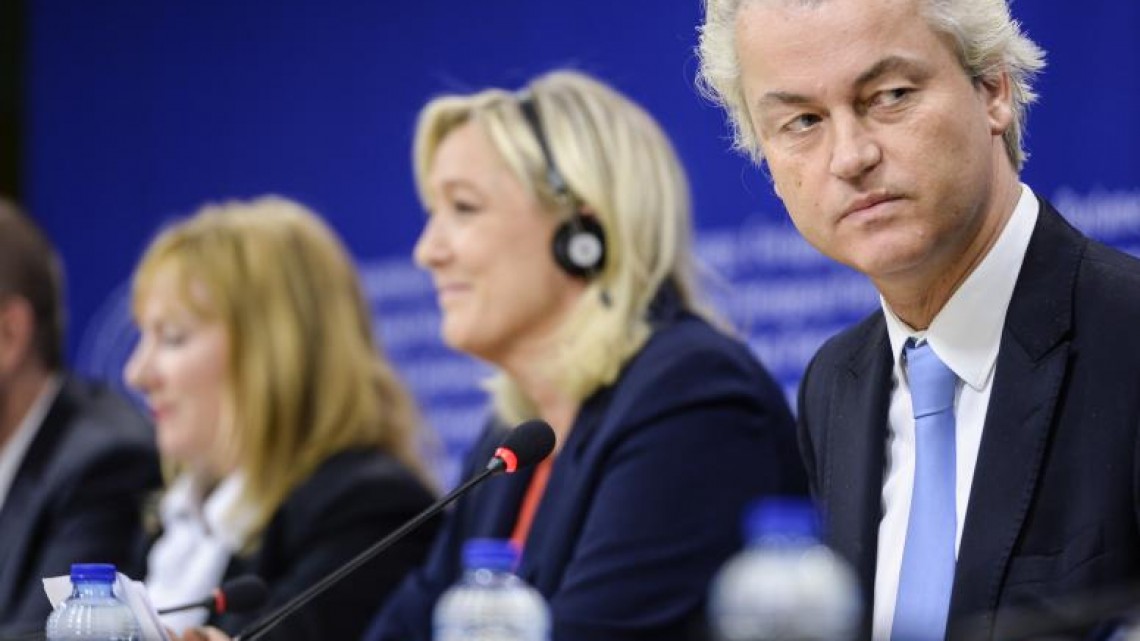 Marine Le Pen (Frontul Național) și Geert Wilders (PVV Olanda) [foto : European Parliament]