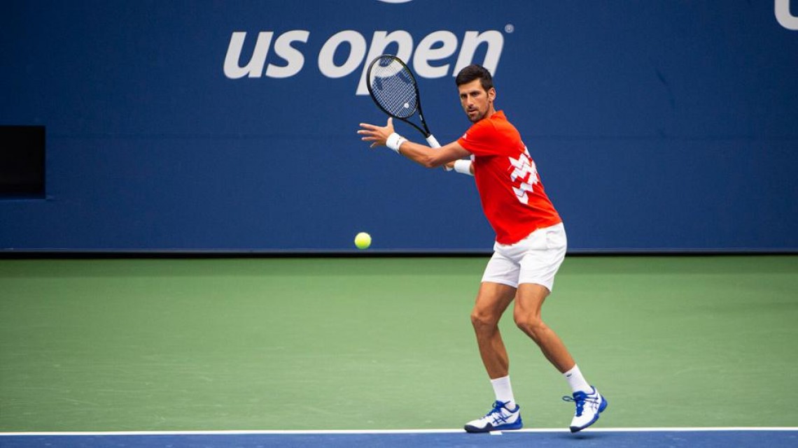 Novak Djokovici, la antrenament pe Arthur Ashe. Sursa foto: https://www.usopen.org/
