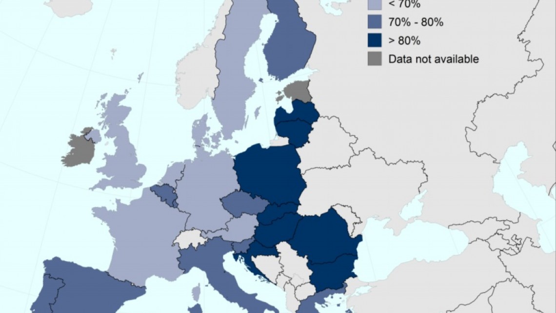 Proporția celor care sunt proprietari de locuințe, în țările Uniunii Europene. Sursa: Eurostat