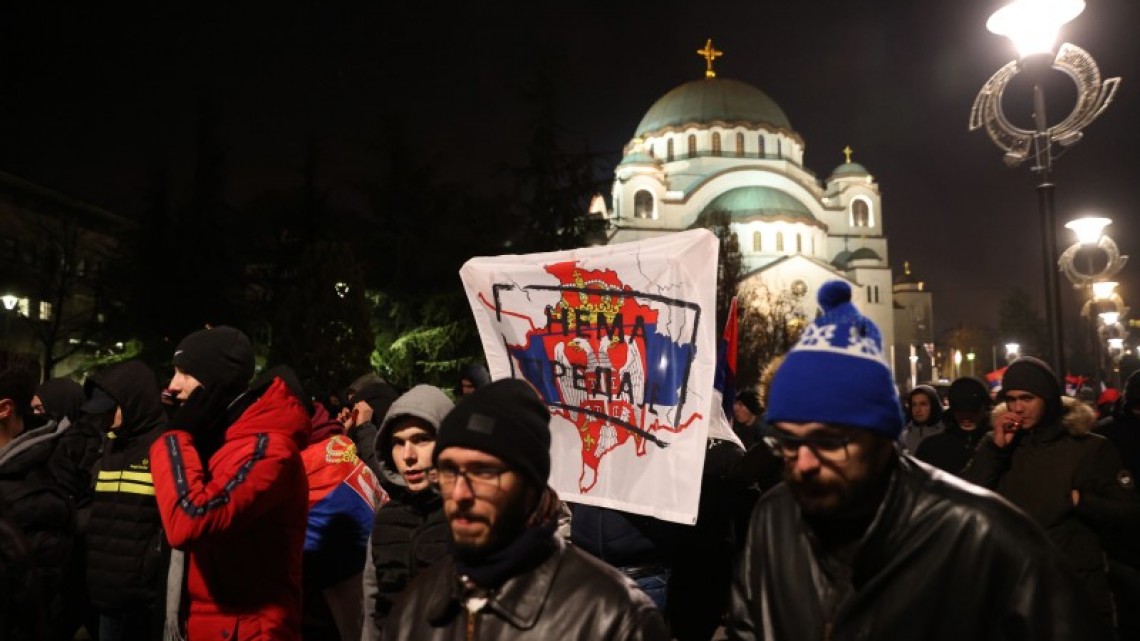 Proteste la Belgrad în sprijinul sârbilor din Kosovo, 12 decembrie 2022