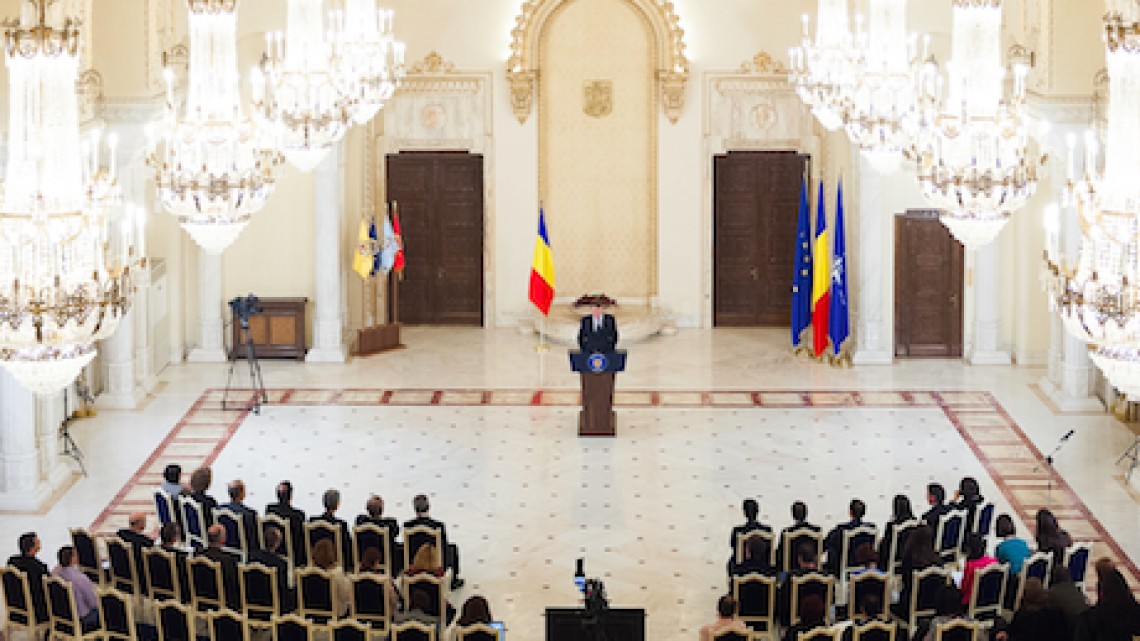 Conferință a președintelui Iohannis, Cotroceni, 31 martie 2015. Sursa foto și text: presidency.ro