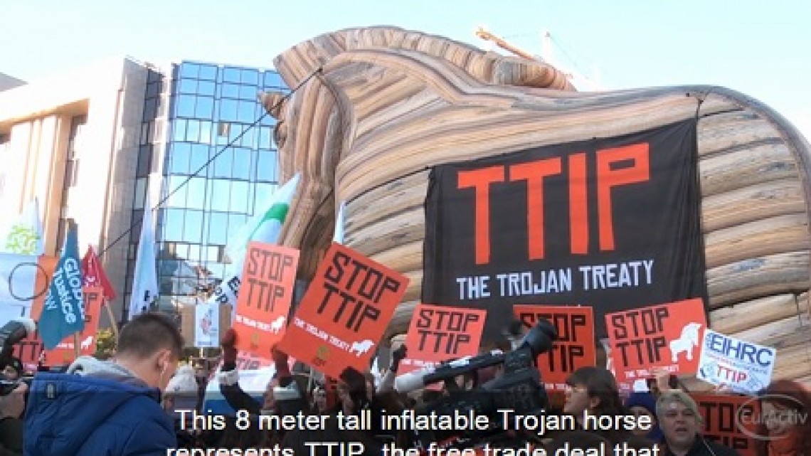 Protest TTIP / Captură video EurActiv.com