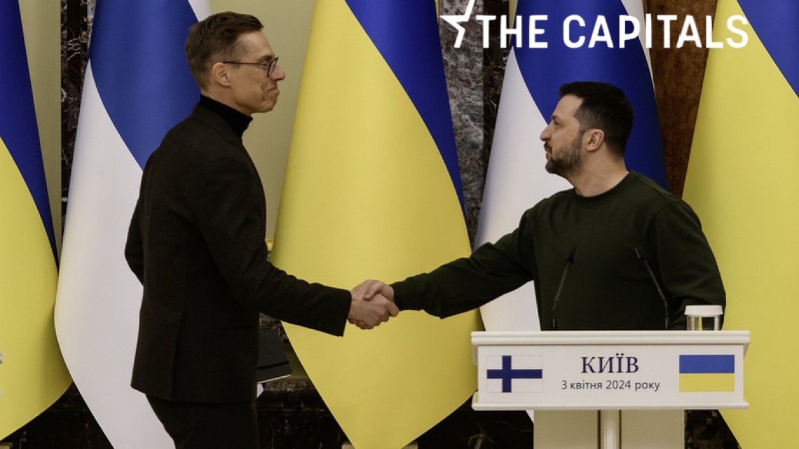Foto arhivă: președintele Finlandei, Alexander Stubb, și președintele Ucrainei, Volodimir Zelenski, la conferința de presă comună de la Kiev, Ucraina, 3 aprilie 2024.  Sursa: <a href=