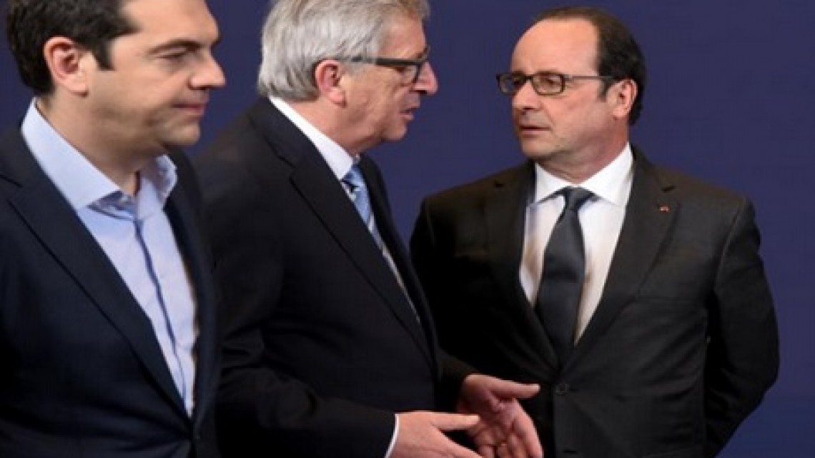 Alexis Tsipras, Jean-Claude Juncker și Francoise Hollande la Consiliul European din 25-26 iunie 2015/ Sursă foto: Comisia Europeană